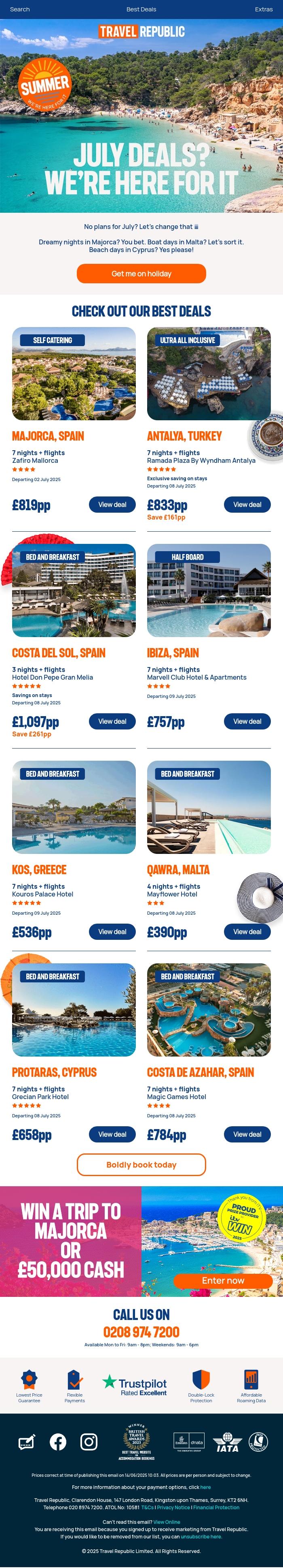 Email Design Inspiration from Travel Republic, Escape to the Med ☀️