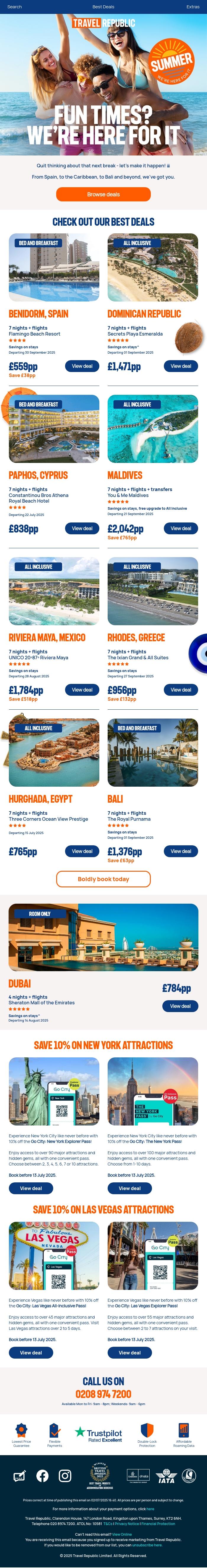 Email Design Inspiration from Travel Republic, Adults only deals from &pound;559pp