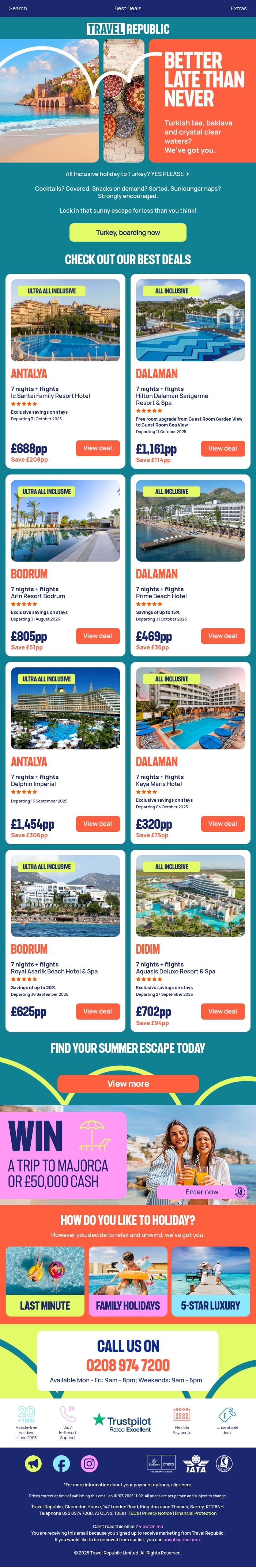 Email Design Inspiration from Travel Republic, Indulge in some late summer sun 😎