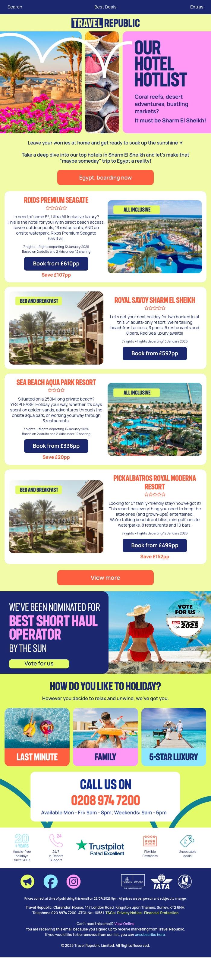 Email Design Inspiration from Travel Republic, Discover Sharm El Sheikh 🤿