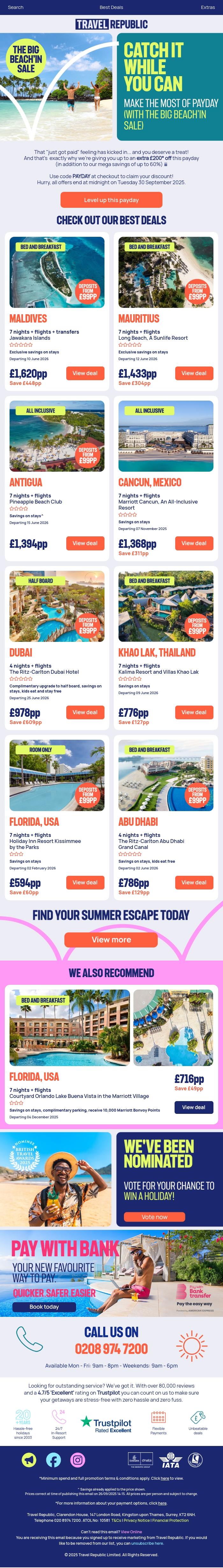 Email Design Inspiration from Travel Republic, Our sale just got an upgrade! Ends soon.