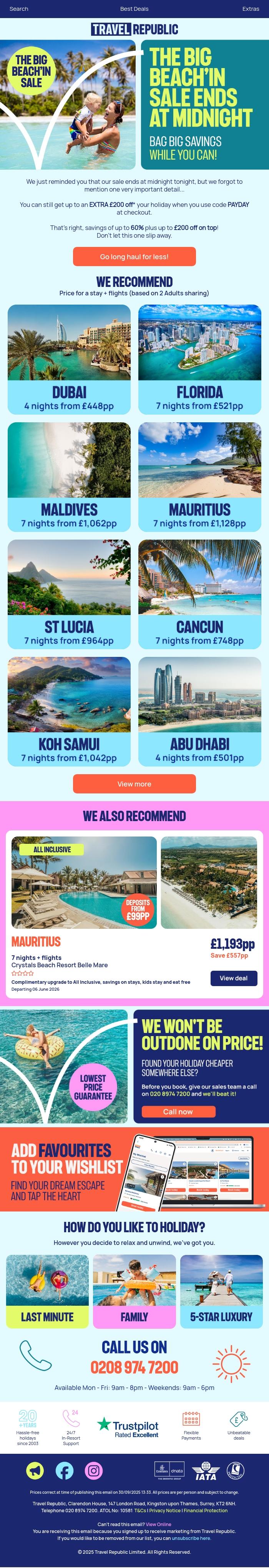 Email Design Inspiration from Travel Republic, Oops, almost forgot... 💸