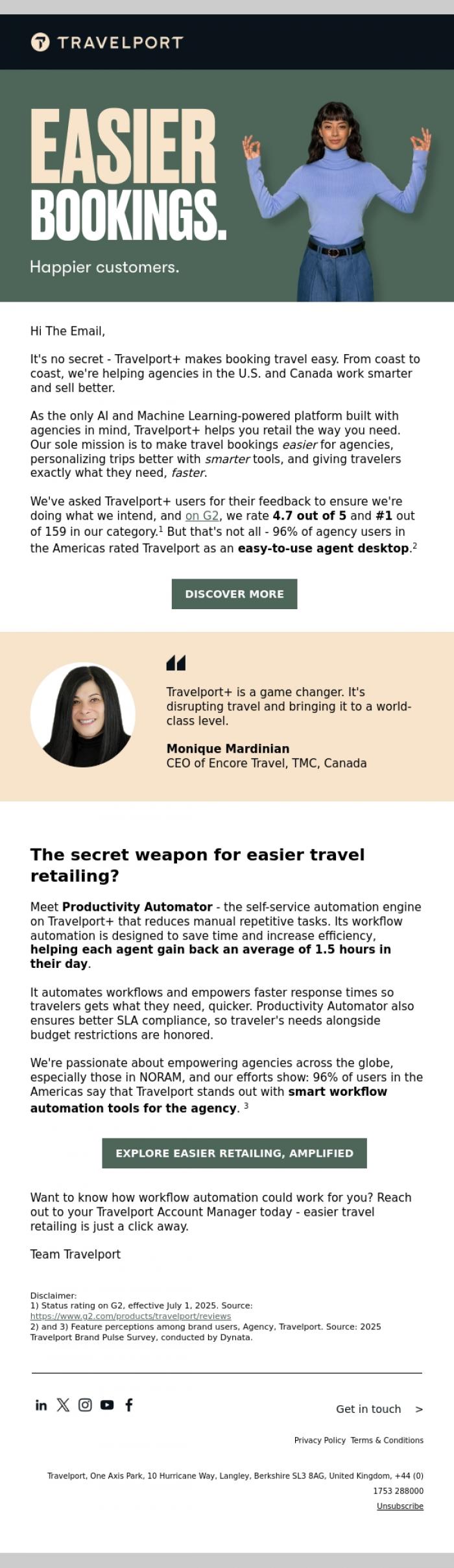 Email Design Inspiration from Travelport, Easier travel retailing? You've got it
