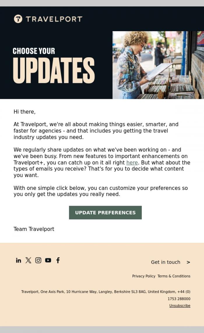 Email Design Inspiration from Travelport, The power's all yours | Manage your Travelport updates