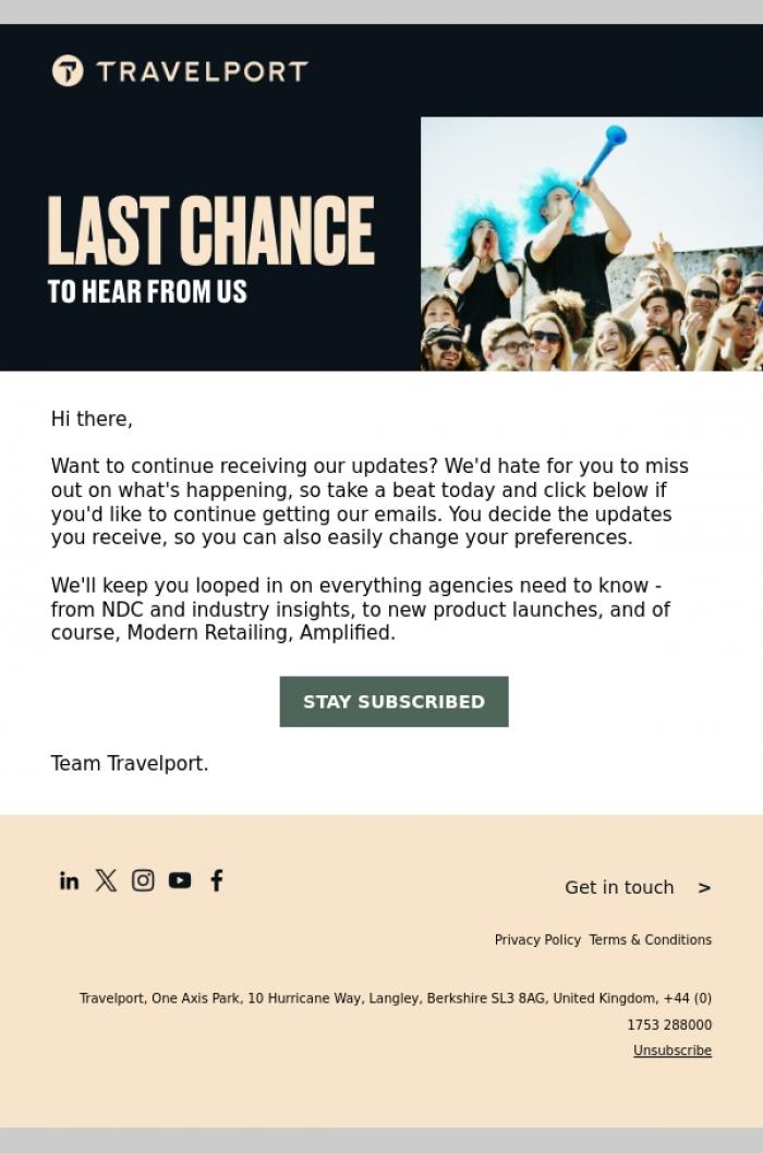 Email Design Inspiration from Travelport, Is this goodbye? It's up to you
