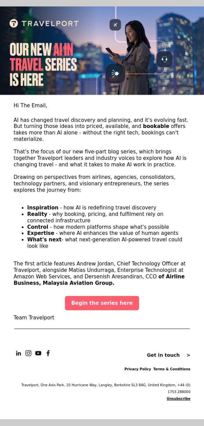 Email Design Inspiration from Travelport, What it takes to make AI-powered travel work &nbsp;