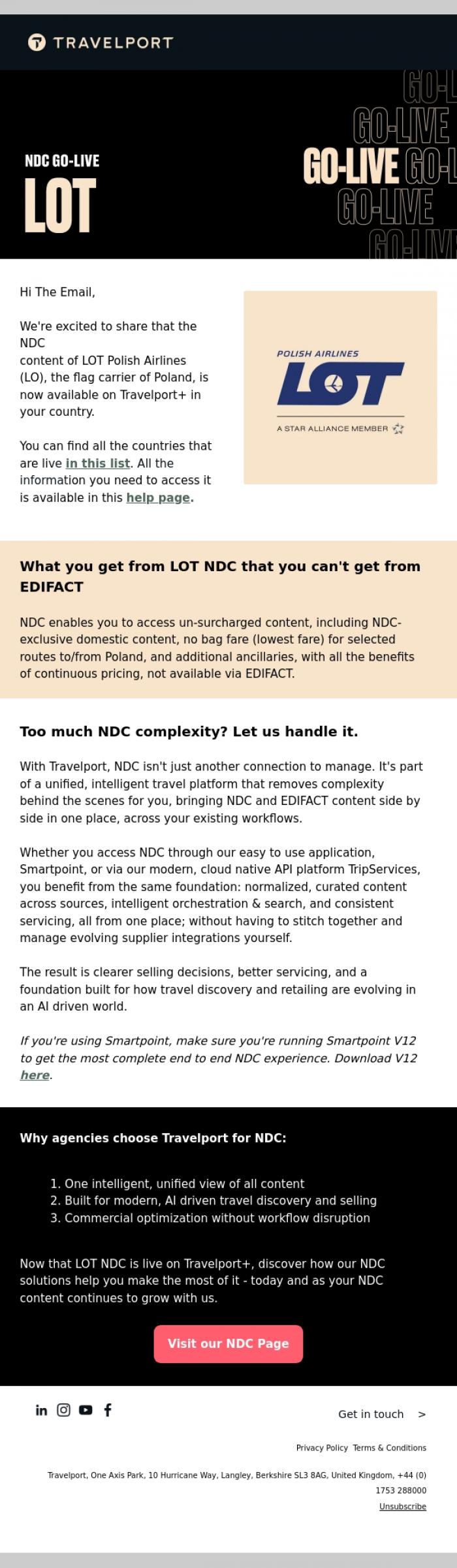 Email Design Inspiration from Travelport, LOT's NDC content is live on Travelport+