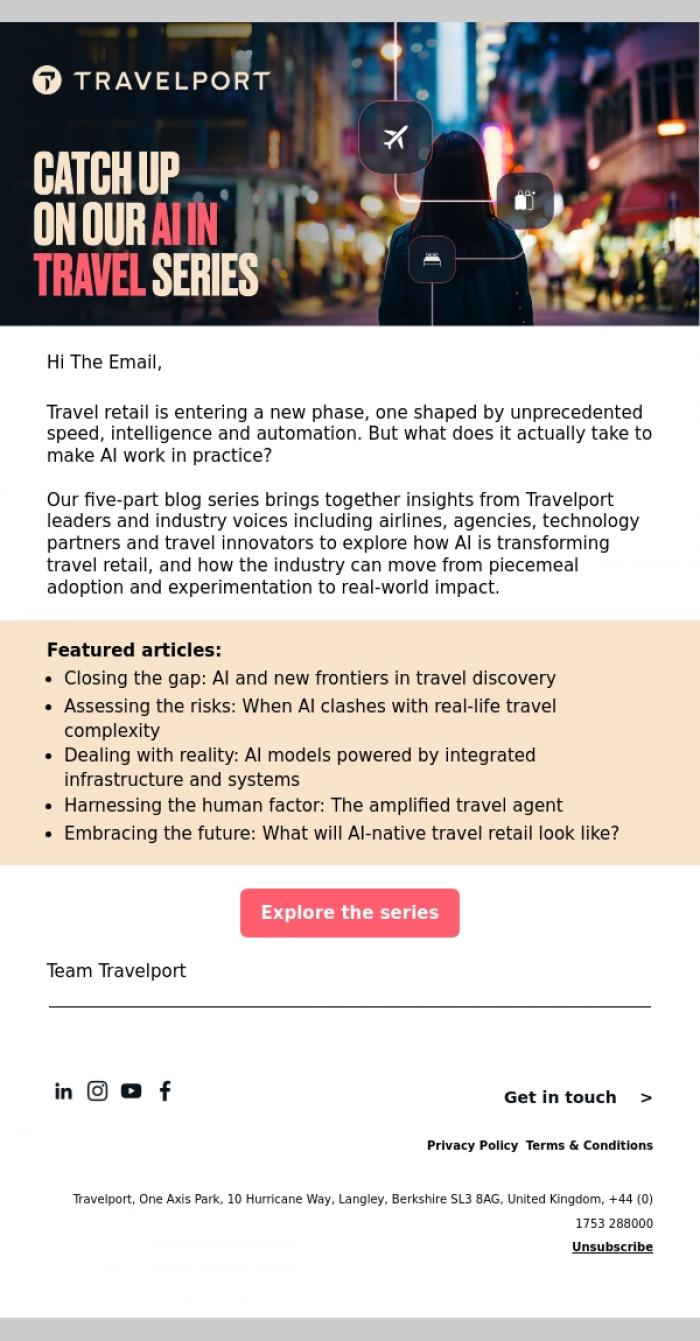 Email Design Inspiration from Travelport, In case you missed it- Our AI In Travel Series