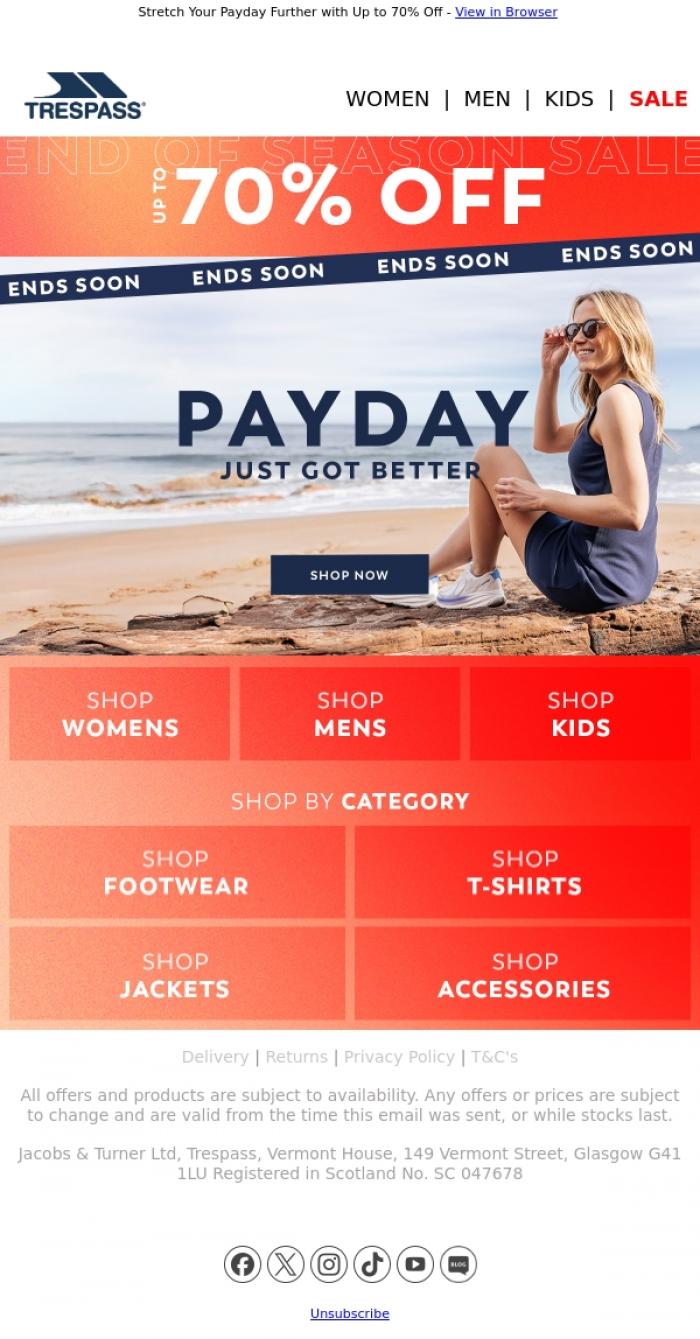 Email Design Inspiration from Trespass, Have You Shopped Our Sale Yet?