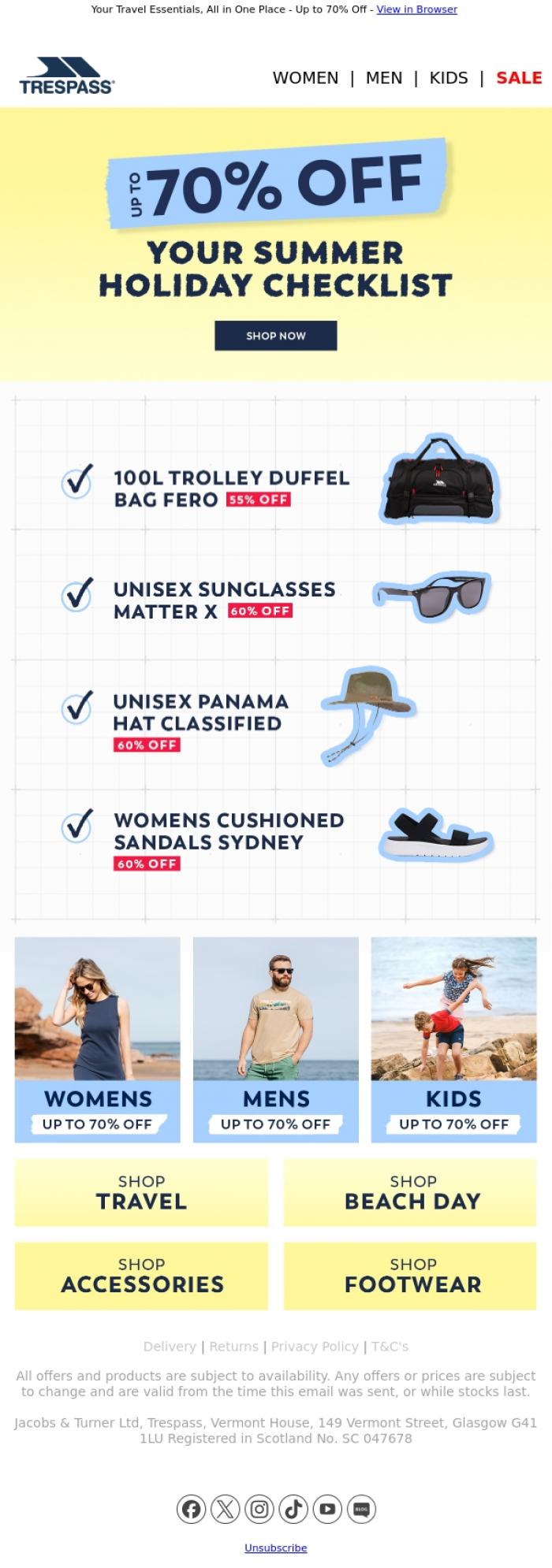 Email Design Inspiration from Trespass, All Packed?✈️