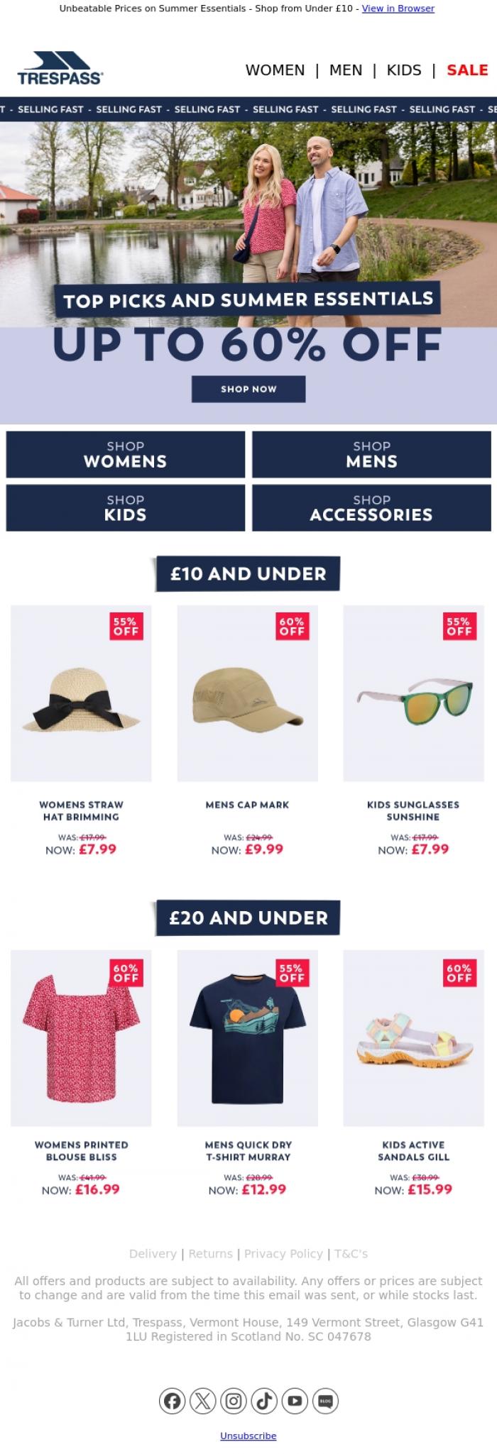Email Design Inspiration from Trespass, Summer Sorted for Less