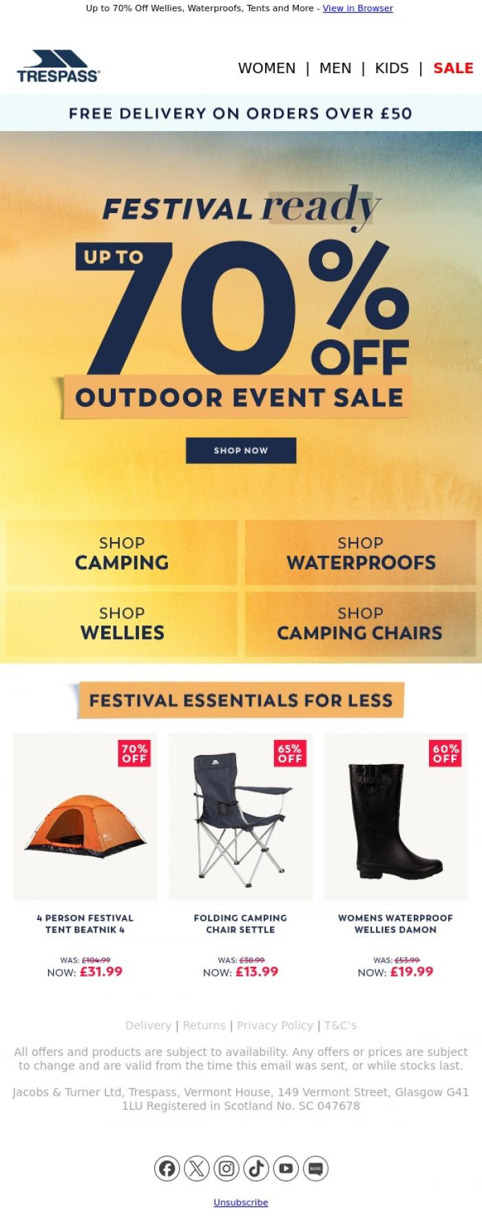 Email Design Inspiration from Trespass, Festival Ready?