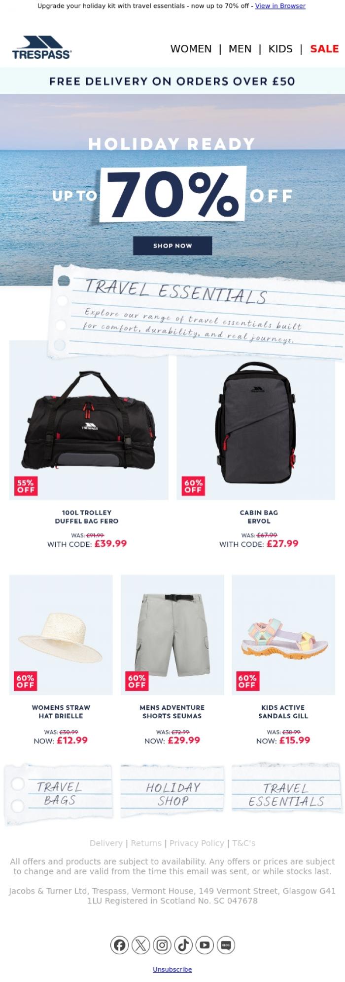 Email Design Inspiration from Trespass, Got Travel Plans?✈️