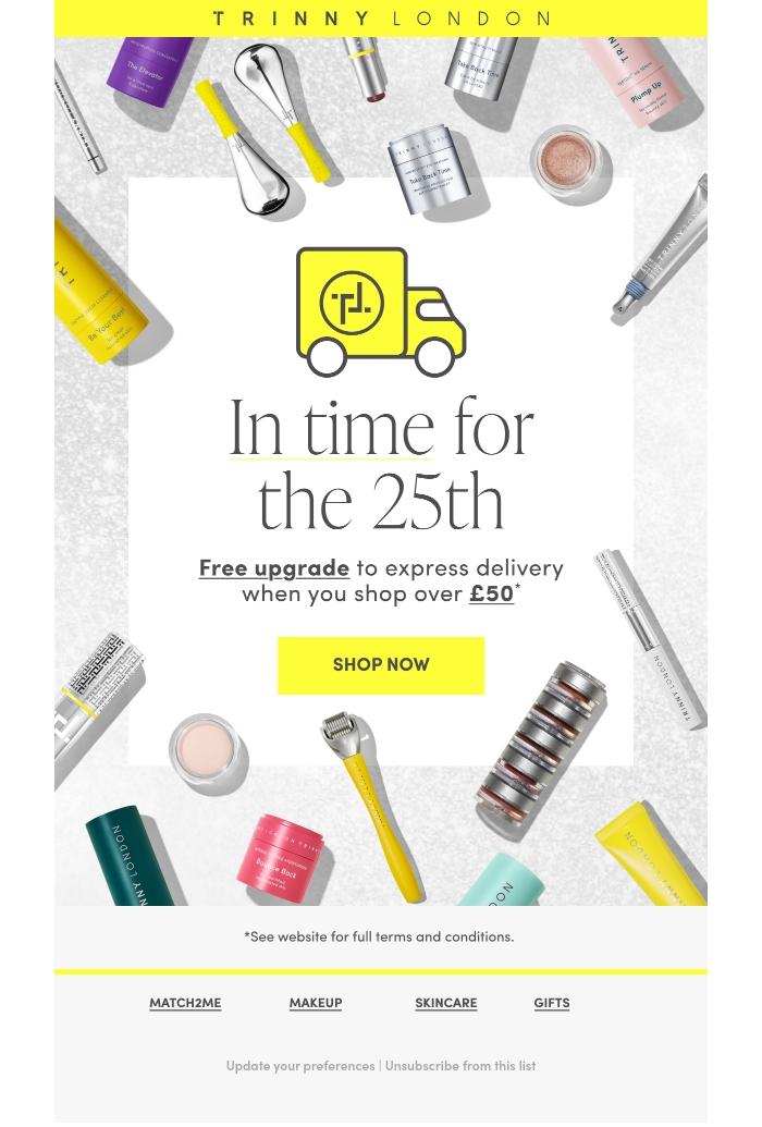 Email Design Inspiration from Trinny London, In time for the 25th...
