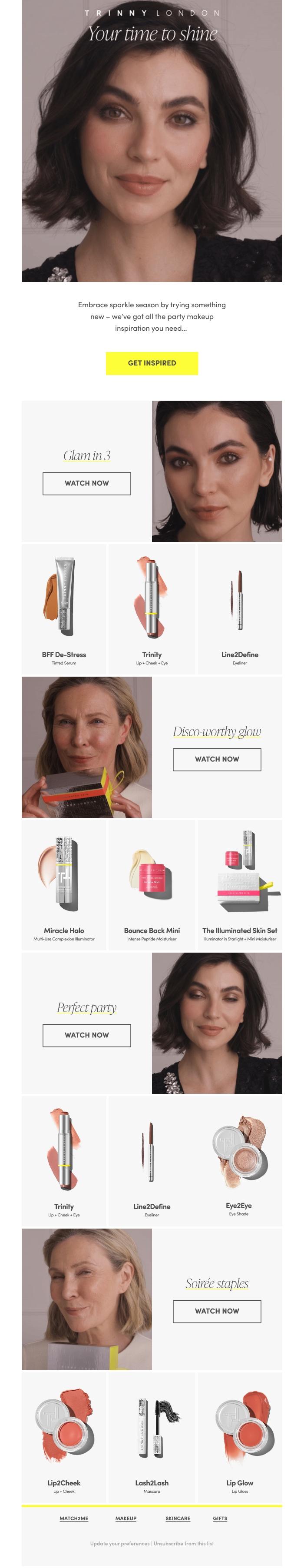Email Design Inspiration from Trinny London, The party edit is here