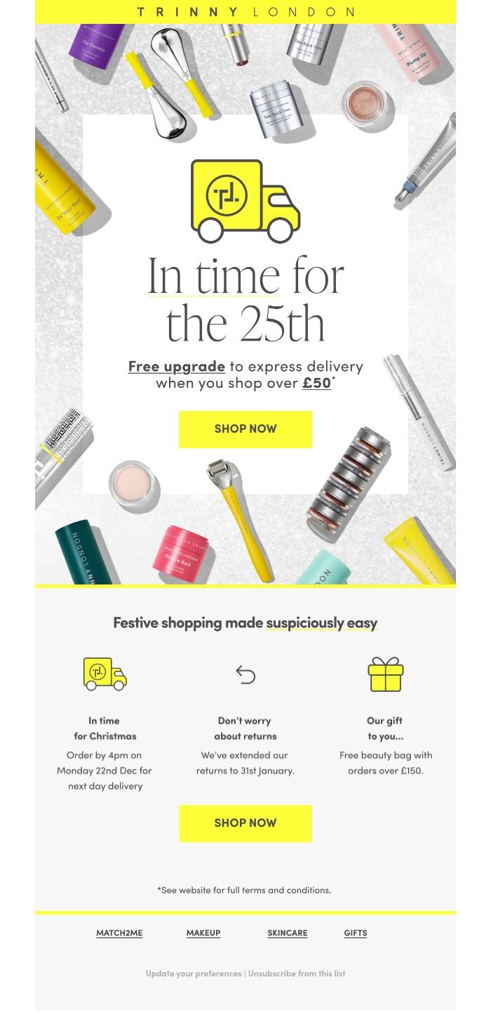 Email Design Inspiration from Trinny London, Last chance for the 25th