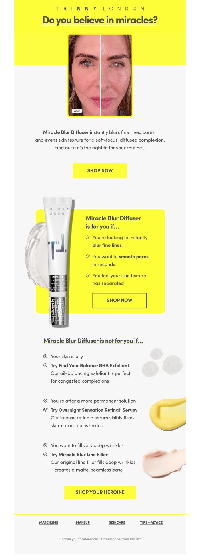 Email Design Inspiration from Trinny London, Fine lines?