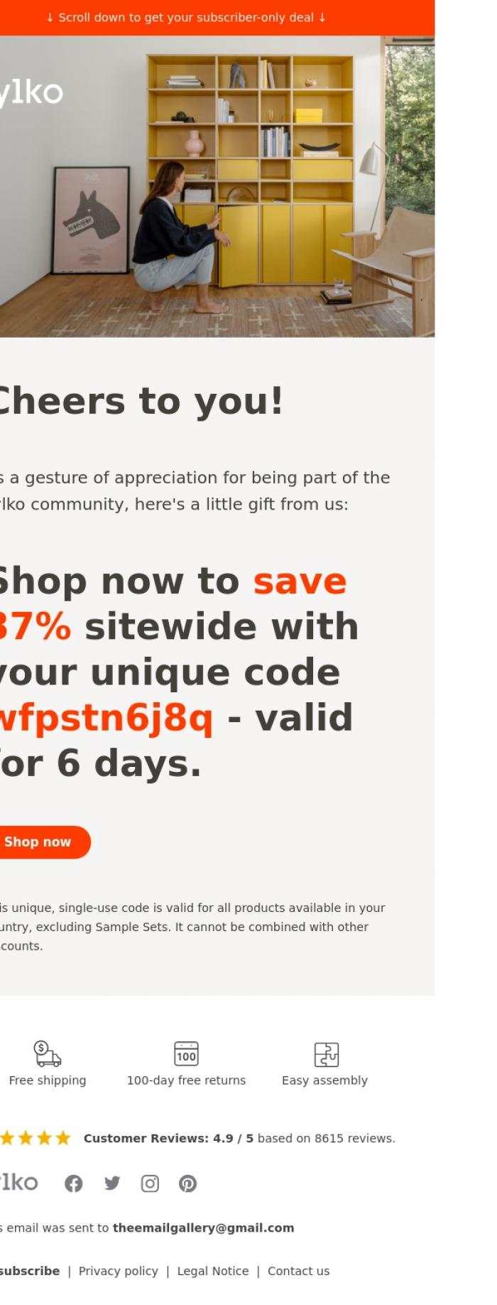 Email Design Inspiration from Tylko, 37% off, subscribers only 🤩