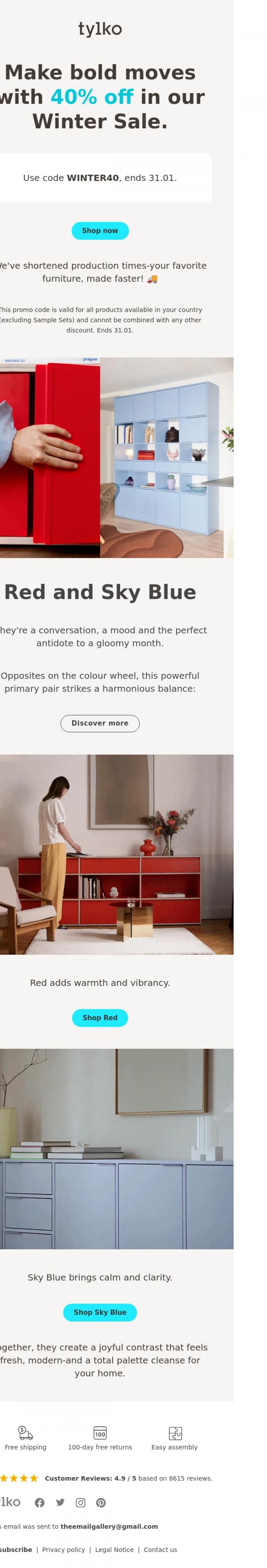 Email Design Inspiration from Tylko, The colour duo to lift your mood