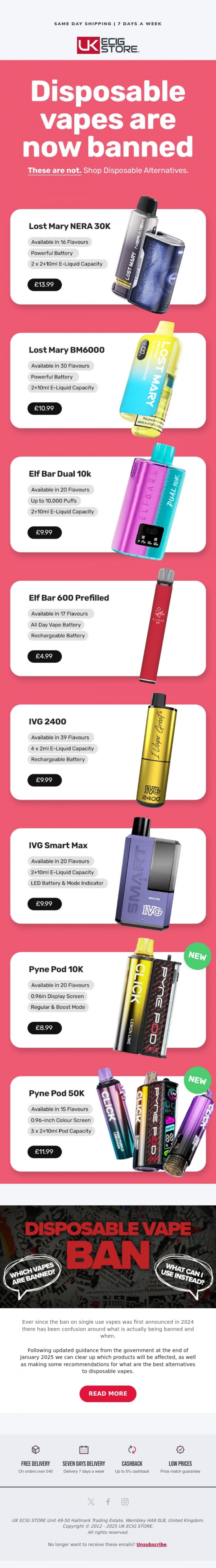 Email Design Inspiration from UK ECIG STORE, Switching from Disposable Vapes?