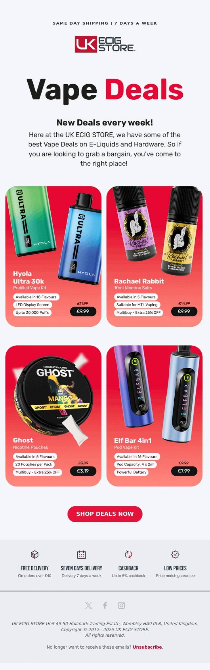 Email Design Inspiration from UK ECIG STORE, Don't Miss Out on Pay Day Deals! 💰
