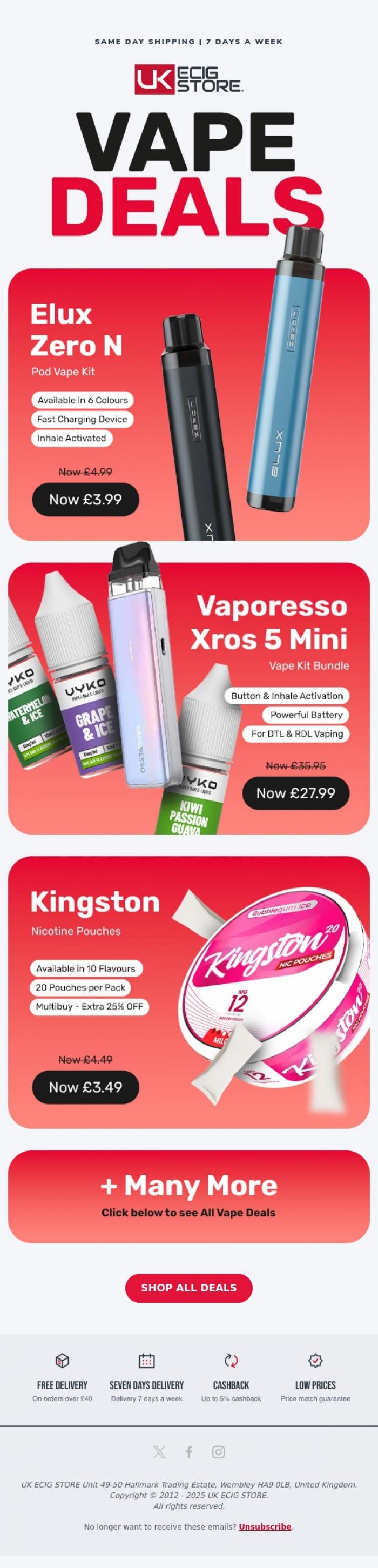 Email Design Inspiration from UK ECIG STORE, This Week's Vape Deals ⚡