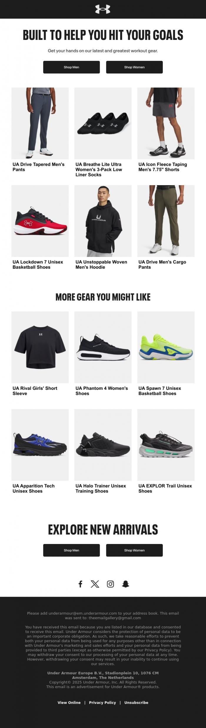 Email Design Inspiration from Under Armour, JUST IN: Your new motivation