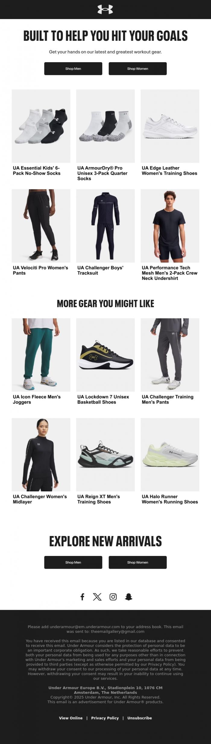 Email Design Inspiration from Under Armour, JUST IN: Your new motivation