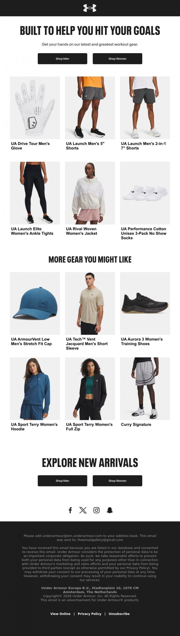Email Design Inspiration from Under Armour, JUST IN: Your new motivation