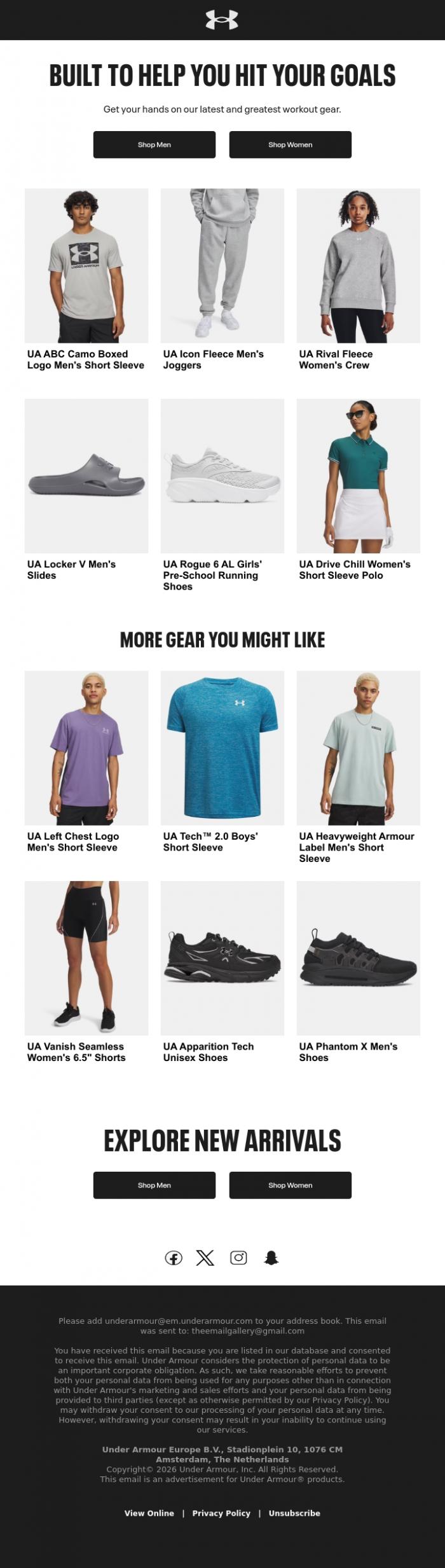 Email Design Inspiration from Under Armour, JUST IN: Your new motivation
