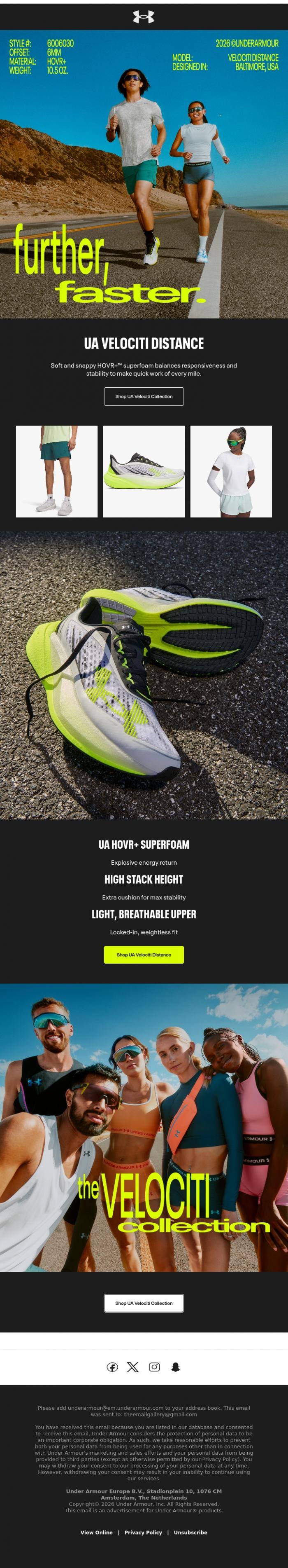Email Design Inspiration from Under Armour, Run further-faster 🔥