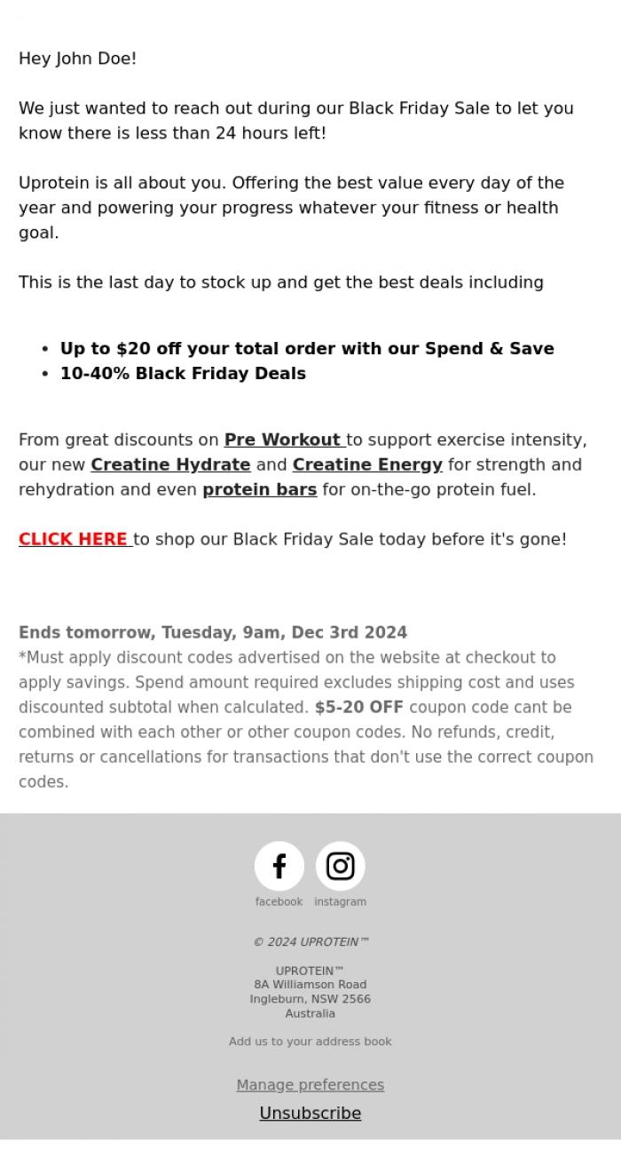 Email Design Inspiration from UPROTEIN&trade;, Powering Your Progress & Beyond 🌟