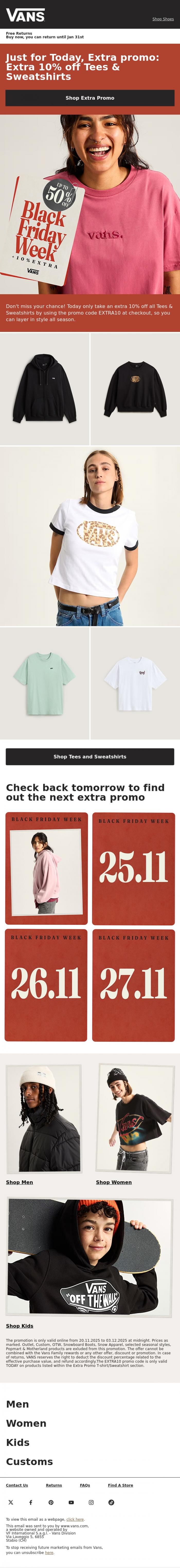 Email Design Inspiration from VANS, Unlock Extra Promos this week​