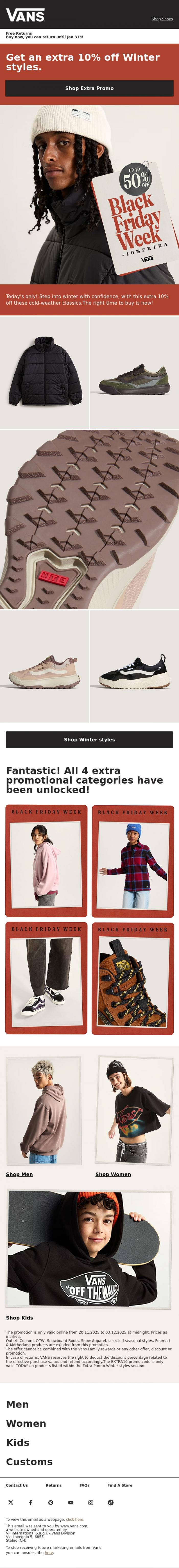 Email Design Inspiration from VANS, Your final extra promo is waiting​