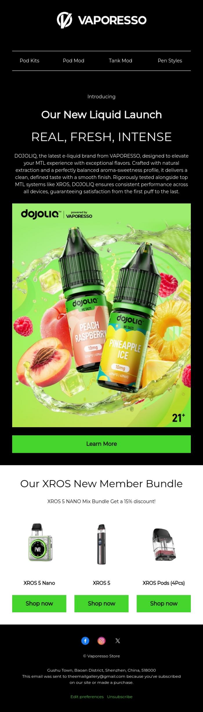 Email Design Inspiration from Vaporesso Store, Something NEW Just Landed - Powered by VAPORESSO