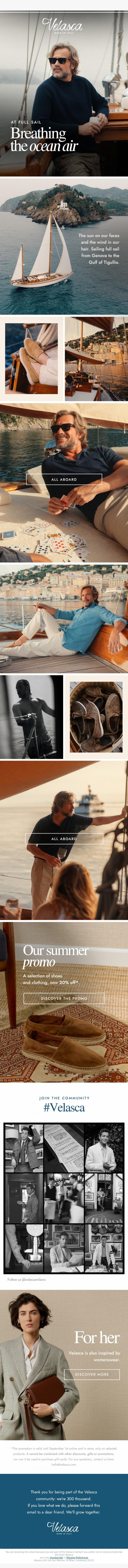 Email Design Inspiration from Velasca, Travel memories.