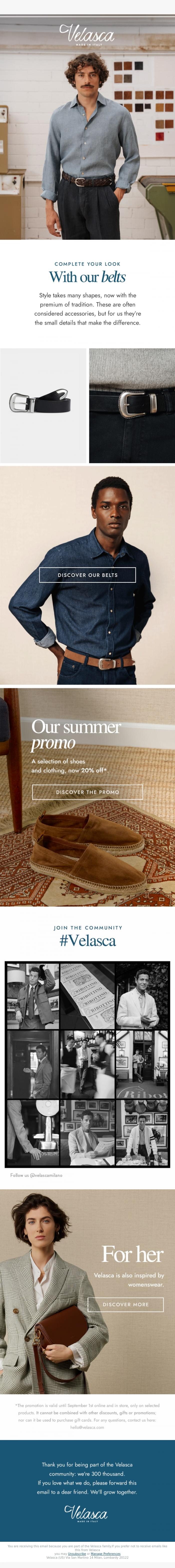 Email Design Inspiration from Velasca, Our belts.