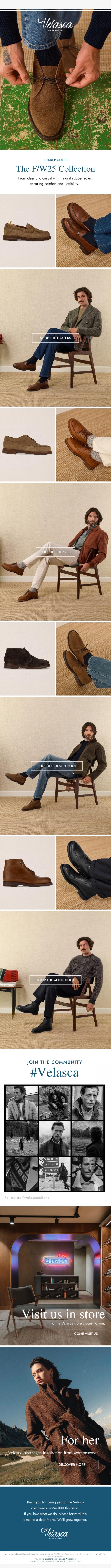 Email Design Inspiration from Velasca, New, with a natural rubber sole.