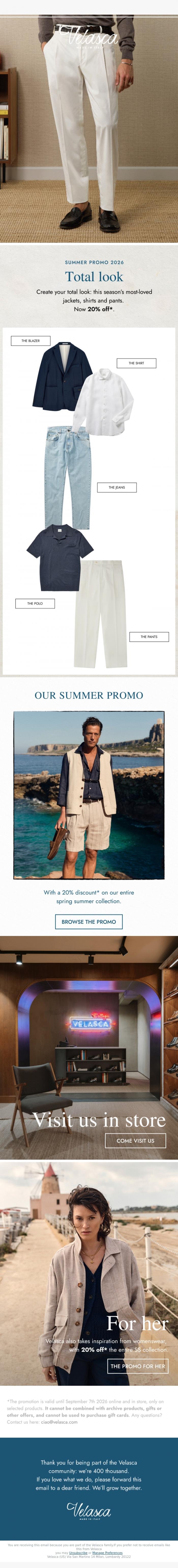 Email Design Inspiration from Velasca, Create your look from our pieces on offer.