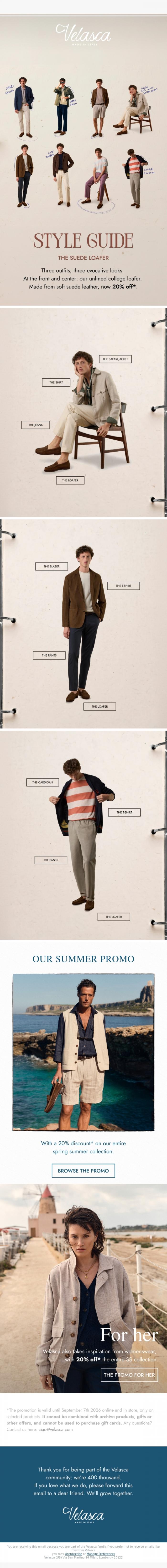 Email Design Inspiration from Velasca, Style guide: the college loafer.