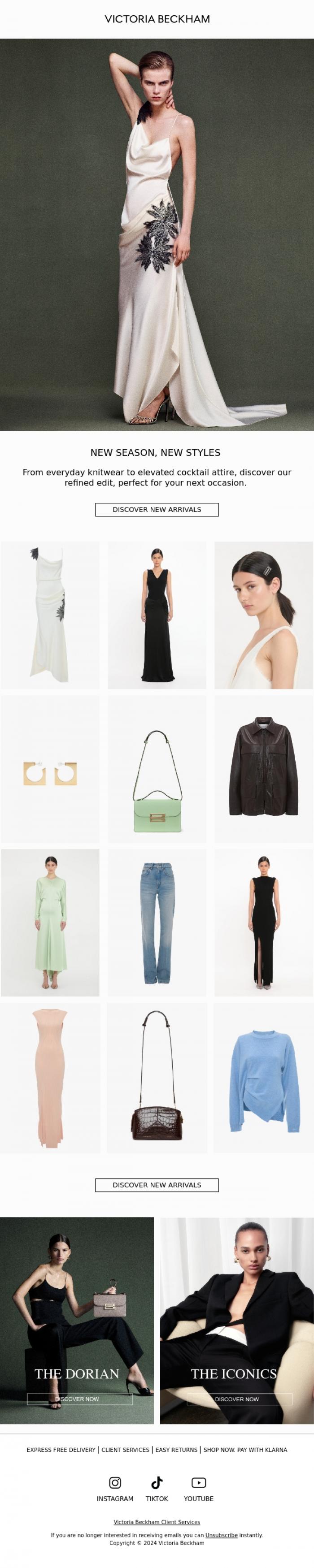 Email Design Inspiration from Victoria Beckham, New Arrivals&nbsp;