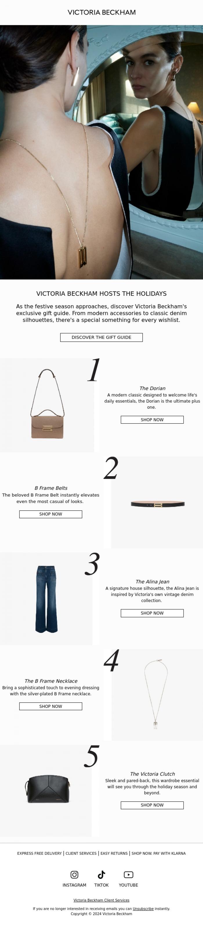 Email Design Inspiration from Victoria Beckham, The Holidays are Almost Here