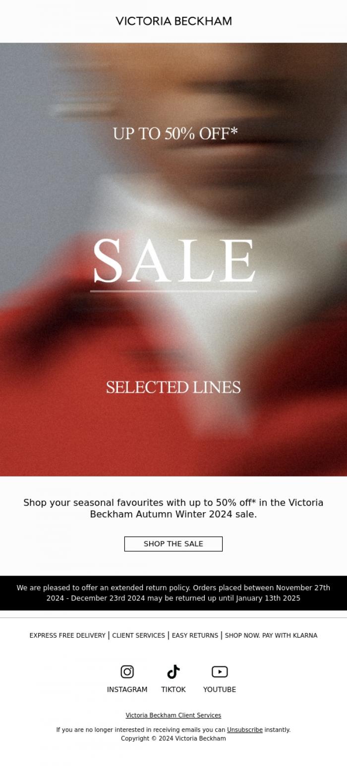 Email Design Inspiration from Victoria Beckham, Up to 50% off