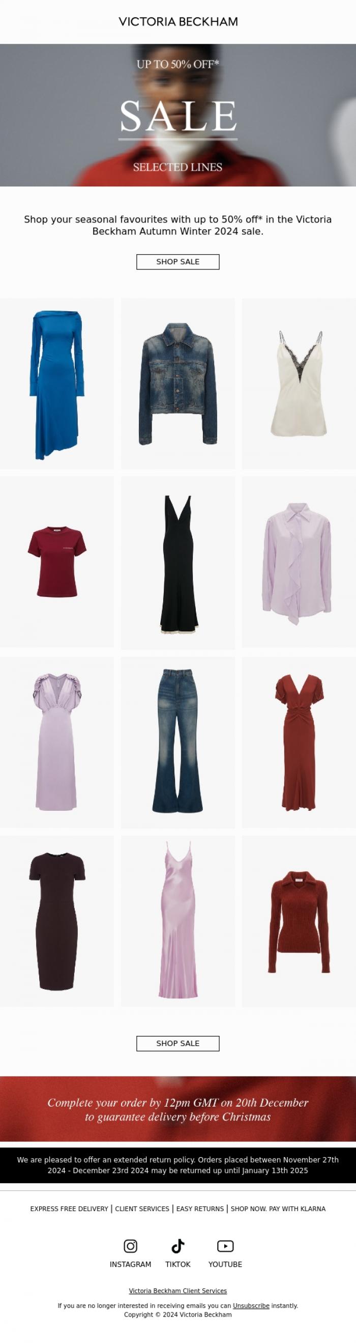 Email Design Inspiration from Victoria Beckham, Enjoy up to 50% off