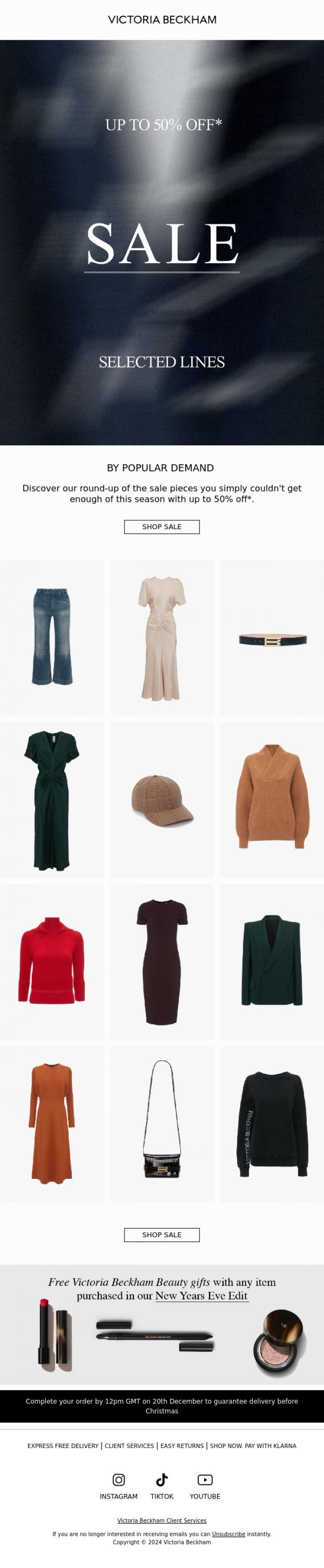 Email Design Inspiration from Victoria Beckham, Best of Sale