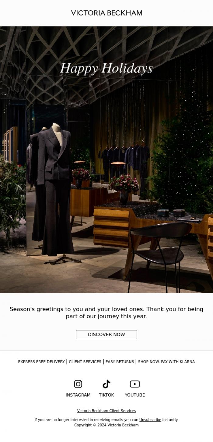 Email Design Inspiration from Victoria Beckham, Happy Holidays