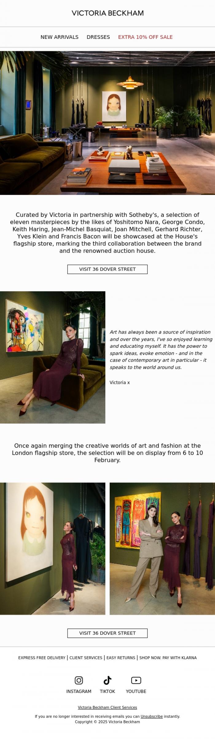 Email Design Inspiration from Victoria Beckham, Victoria Beckham brings contemporary artworks to Dover Street