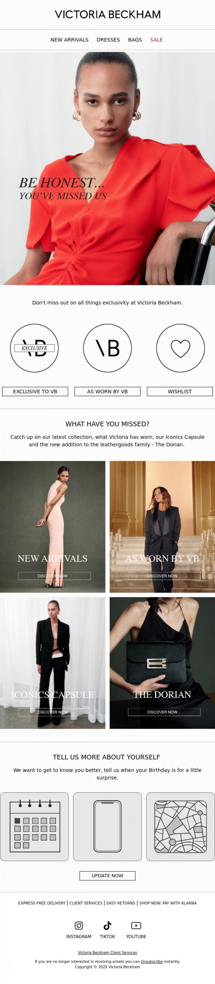 Email Design Inspiration from Victoria Beckham, It's been a while