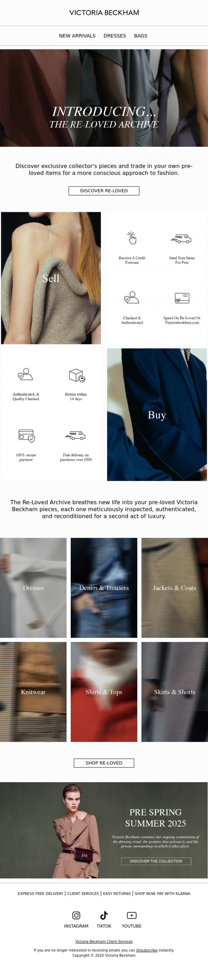 Email Design Inspiration from Victoria Beckham, The Re-Loved Archive&nbsp;