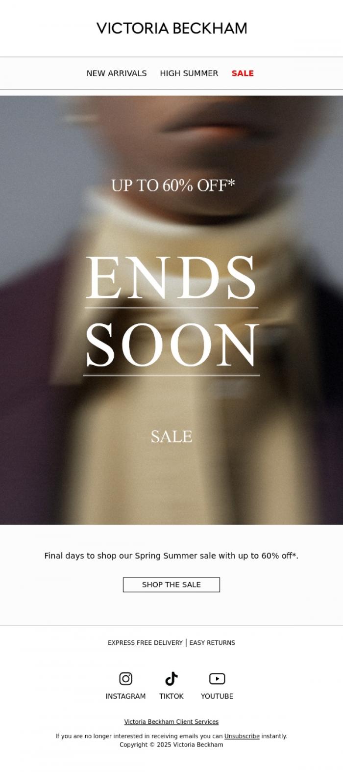 Email Design Inspiration from Victoria Beckham, SALE: Ends Soon